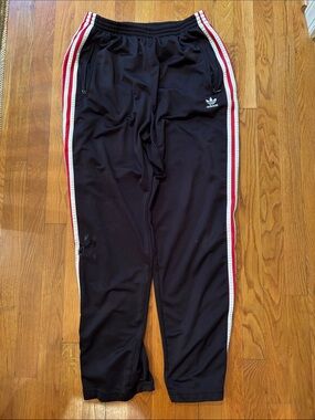 Vintage adidas Black Tear Away Track Pants Size Medium Distressed
